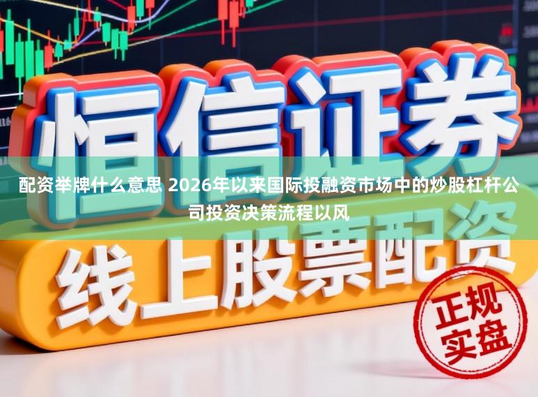 配资举牌什么意思 2026年以来国际投融资市场中的炒股杠杆公司投资决策流程以风